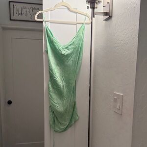 Green Satin Slip Dress